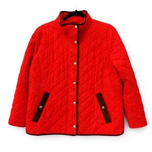 Talbots Quilted Barn Jacket Bright Red Orange - Women’s XL Cabincore Chic Cozy